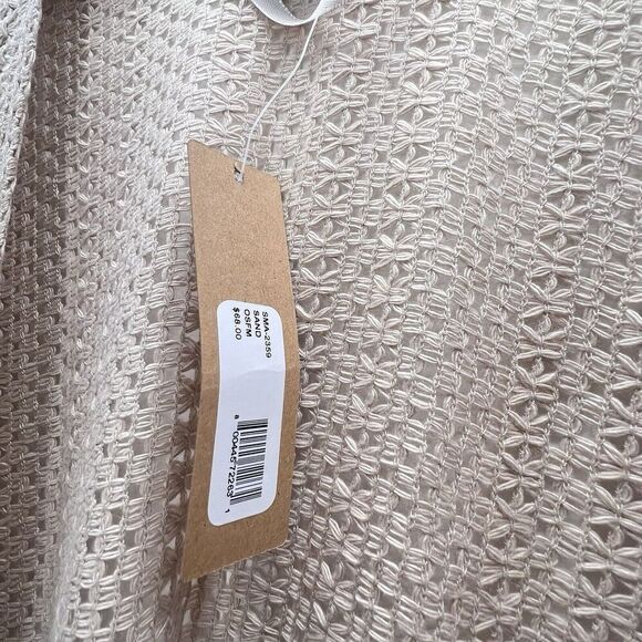 Steven Madden Women's Open Weave Short-Sleeve Kimono beige Cover Up on size - Picture 7 of 12